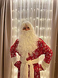 Костюм Діда Мороза, велюровий костюм новорічний з принтом сніжинка Дід Мороз, червоний Дід Мороз, фото 8
