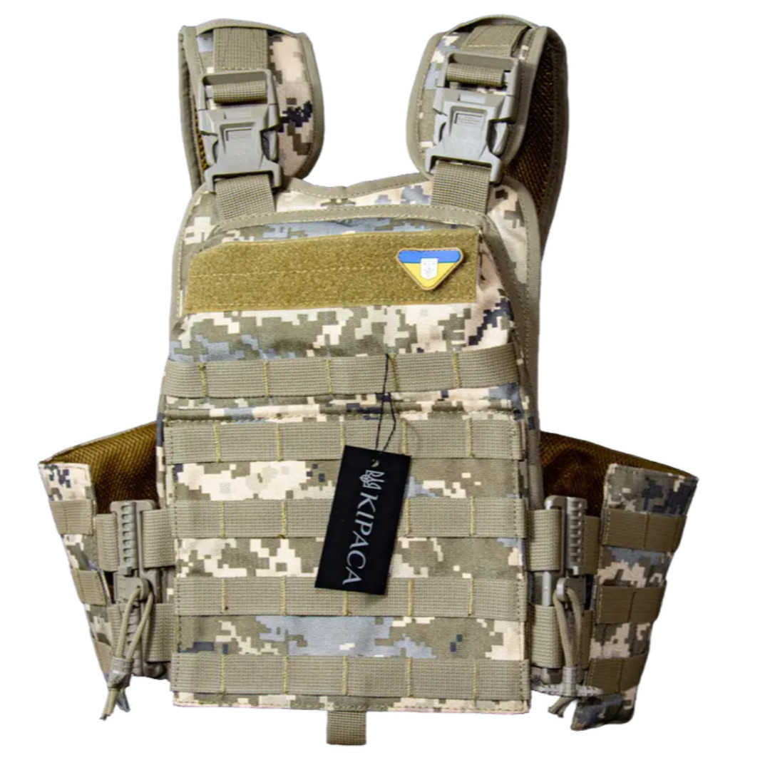 Плитоноска з швидкоскидом та кишенями кордура Kirasa піксель (Арт.KI1051), фото 1