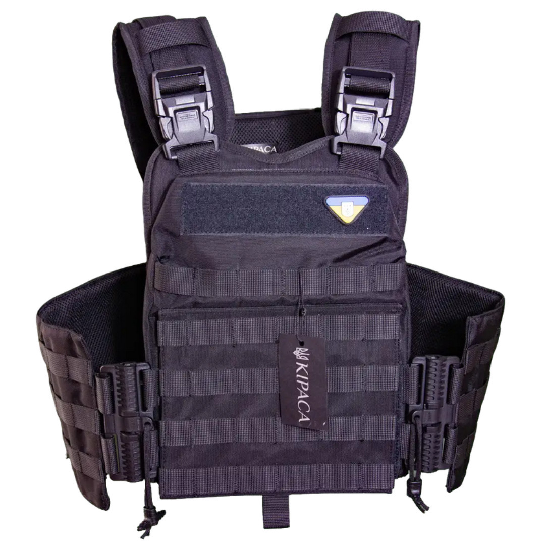 Плитоноска з швидкоскидом та кишенями кордура Kirasa чорна (Арт.KI1052), фото 1