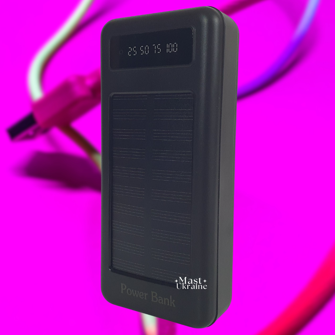 Портативний PowerBank 30000mAh із сонячною батареєю та вбудованим ліхтариком AND-852-Black