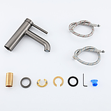 Змішувач для умивальника Gappo G1006-9 (одноваж. кругл. вилив, лат., Ø35, сірий Gungrey), фото 2