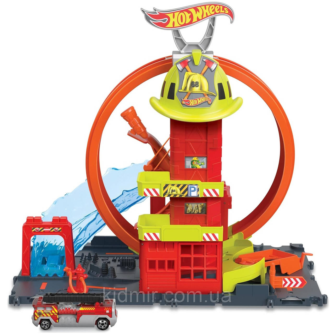 Автотрек Хот Вілс Суперпетля з пожежною станцією Hot Wheels Super Loop Fire Station HKX41