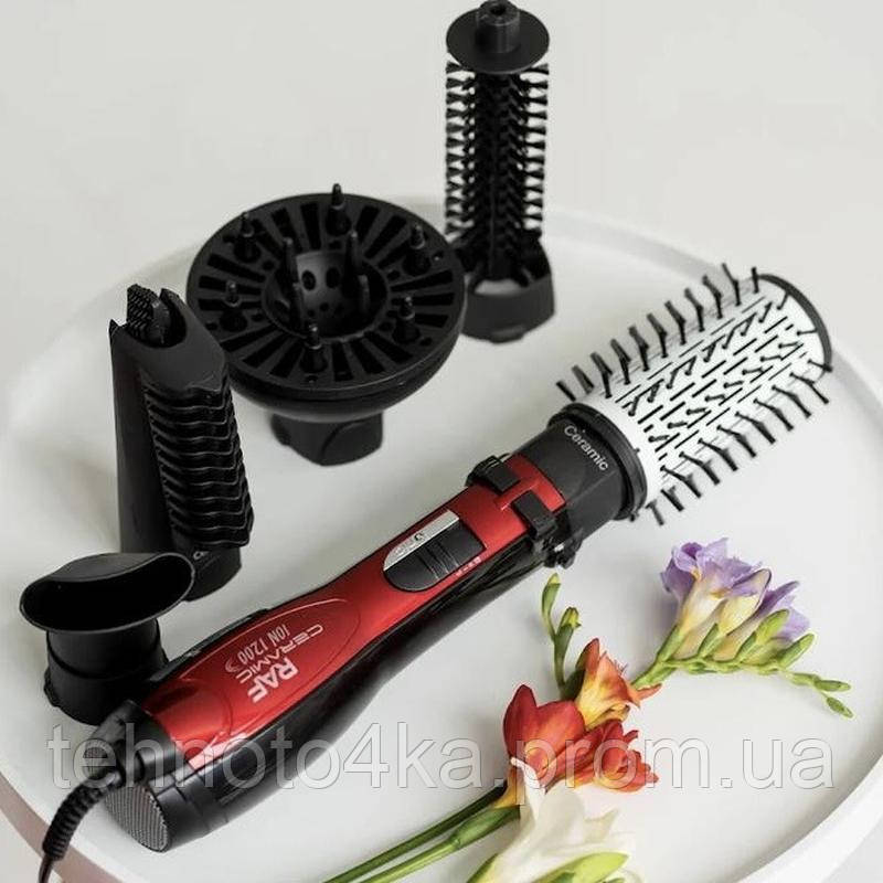 Фен-щітка для укладання волосся 5 в 1 RAF R416 Brush Ceramic 1200 Ватів зі змінними насадками