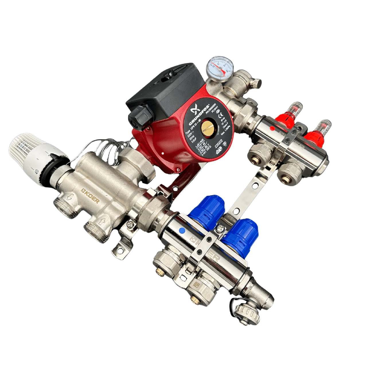 Колектор на 2 контури з насосом нижнє підключення Чехія