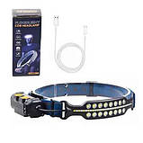 Ліхтарик налобний із вбудованим акумулятором та датчиком руху BL W690-2 Чорний, фото 2