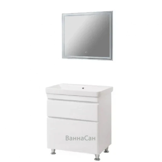 Тумбочка у ванну з дзеркалом з LED-стрічкою 70 см завширшки Юввіс VIVACE 48636-48645