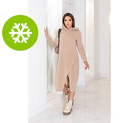 Тепла трикотажна сукня міді з капюшоном "Era" | Норма і батал