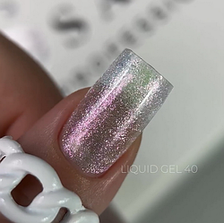 SAGA Liquid Gel № 40 рідкий гель для нарощування нігтів бузково-рожевий з блискітками напівпрозорий