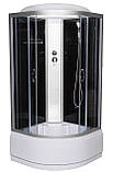 Гідромасажний бокс 90х90х215 Glory 95 чорний душовий бокс Vivia глибокий напівкруглий піддон розсувні двері, фото 2