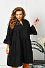 Жіноча вельветова трапецевидна сукня вільного крою з воланом по подолу, батал великі розміри, фото 10