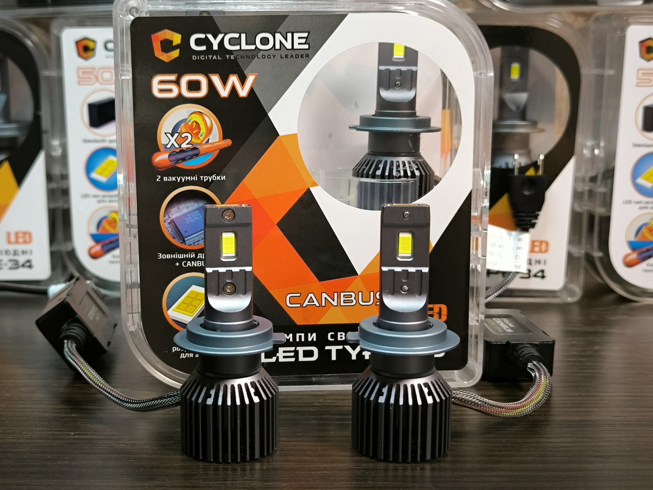 H7 LED лампи Cyclone TYPE 45 Canbus 60 Watt 6000K 12000 Lm (2 шт.), фото 1