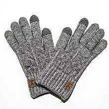 Рукавички в'язані сірі (спеціальна вставка для роботи із сенсорними екранами)