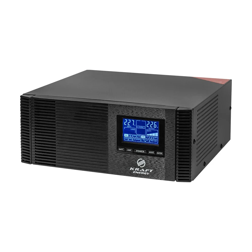 Гібридний інвертор 1200VA/1kW Kraft KRF-AVR1200VA/1КW-12V (MPPT 30А) для підключення сонячних панелей (42-00164)