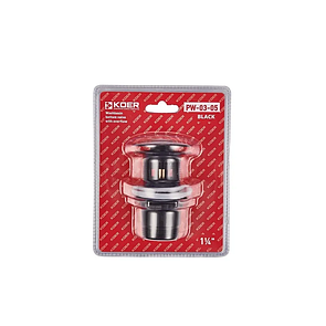 Донний клапан для умивальника з переливом KOER PW-03-05 1 1/4" (кнопка) (Чорний) (KR3396) kr