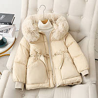 Жіноча куртка з зав'язками на поясі Fashion (Бежевий L)