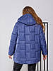 Тепла зимова жіноча оригінально стьобана куртка з капюшоном, батал великі розміри, фото 2