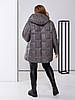 Тепла зимова жіноча оригінально стьобана куртка з капюшоном, батал великі розміри, фото 4