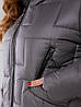 Тепла зимова жіноча оригінально стьобана куртка з капюшоном, батал великі розміри, фото 5