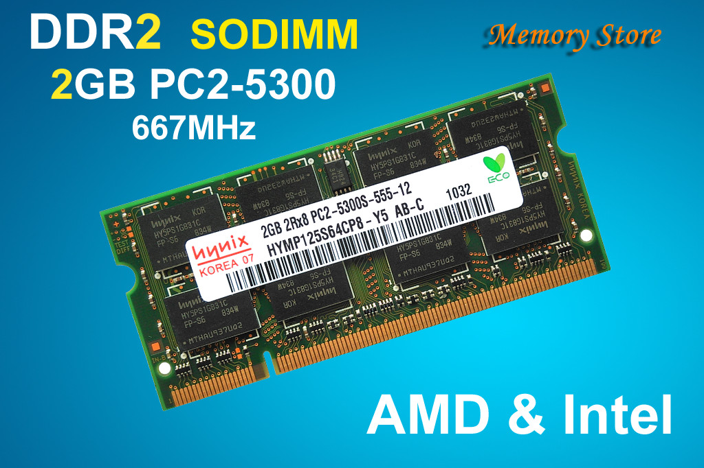 Оперативная память для ноутбука Hynix DDR2 SODIMM 2Gb PC2-5300s, 667MHZ - фото 1 - id-p521895603