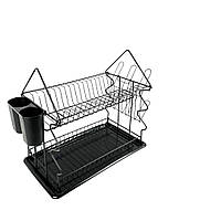 Сушарка для посуду Empire двоярусна метал 36 х 23 х 38 см чорний