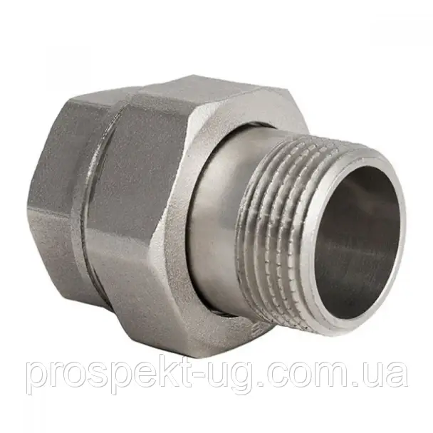 Американка Ду20 (3/4") латунна нікель пряма різьбова В-З
