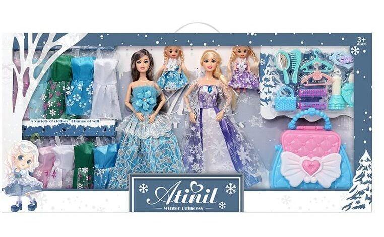 Набір ляльок Принцеси (2 ляльки, 2 пупсики, сукні, сумочка, аксесуари, в коробці) WX 161-1, фото 1