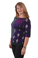 Блуза тепла в'язана човником фіолетова ангора світшот жіночий