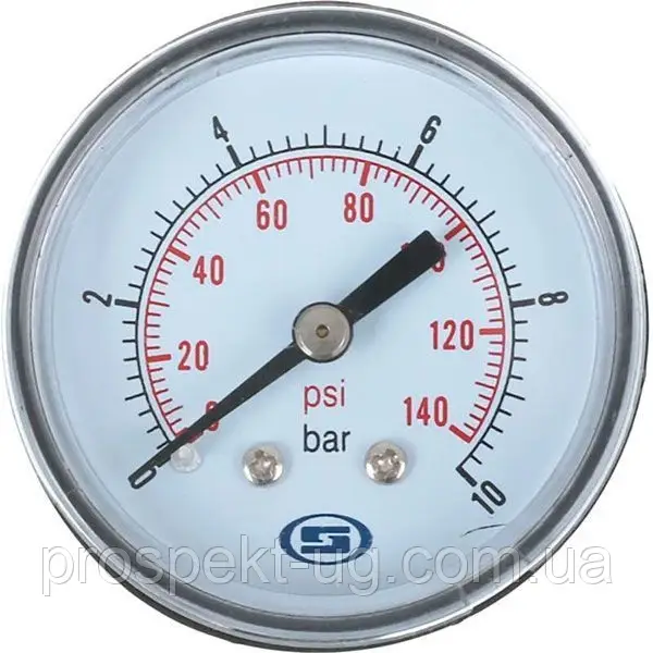 Манометр 0-10бар 50мм G1/4" осьовий для редукторів тиску GROSS