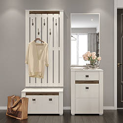 Модульний передпокій мінімалізм Селена 146 см ясен сніговий із вставками дуб ансберг темний