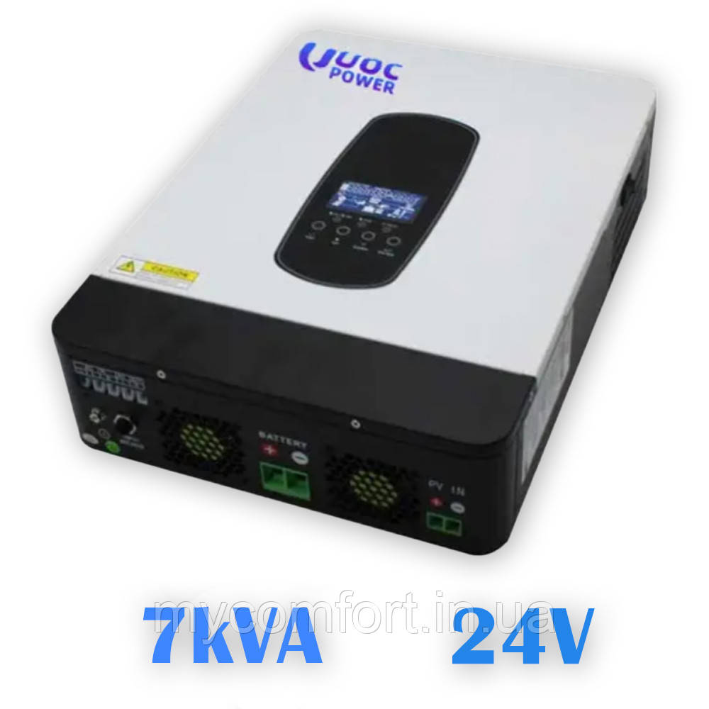 Сонячний гібридний інвертор UOC Power 24 V/220 V, 7 KVA. Перетворювач напруги з чистою синусоїдою 100 А
