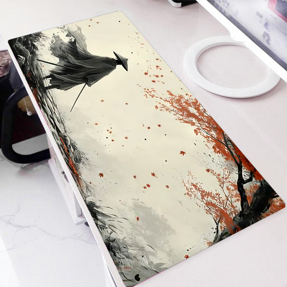 Килимок для комп'ютерної миші та клавіатури YL 22 на стіл 800x300x3 з принтом Samurai осінь