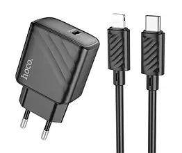 Мережевий зарядний пристрій Hoco CS22A Value PD30W + кабель Type-C to Lightning - Чорний