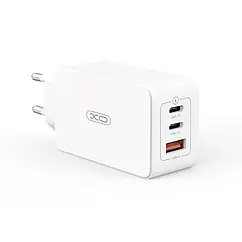 Мережевий зарядний пристрій XO CE13 65W GaN  (2USB-C 65W/1USB-A 22.5W) Білий