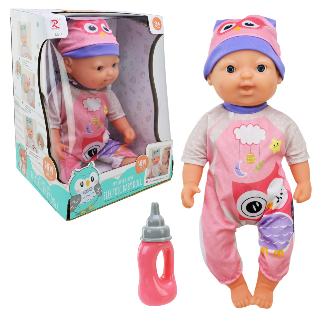 Пупс інтерактивний 6311, на батарейках, міміка обличчя, аксесуари, фото 1