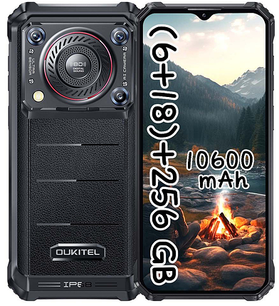 Смартфон Oukitel WP36 PRO Black 6\256gb NFC 10600mAh динамік 128 дБ Global, фото 1