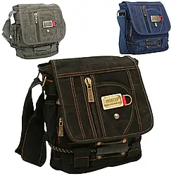 Брезентова сумка месенджер через плече Gold be чоловіча сумка через плече текстильна планшет