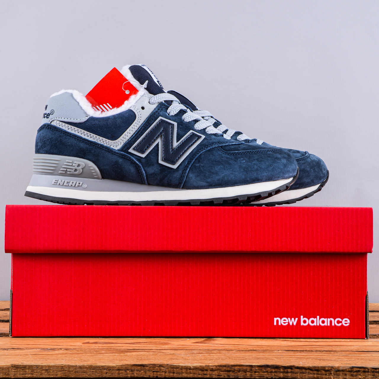 РОЗПРОДАЖ! ЗИМОВІ кросівки черевики New Balance 574 замшеві з хутром сині
