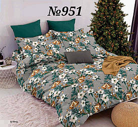 Постільна білизна, бязь GOLD, двоспальний з євро простирадлом комплект, Різдво, Новий рік