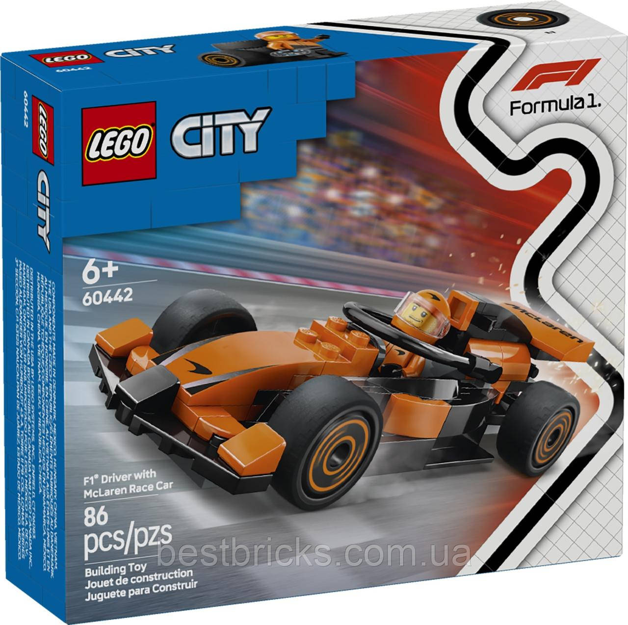 Конструктор Lego City Пілот F1 з автомобілем для перегонів команди McLaren 60442, фото 1