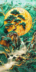 Картина за номерами Абстракція: гірський водоспад з фарбами металік 40*80 см Орігамі LW 5105