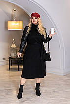 Жіноче плаття міді з рукавами з екошкіри "Freya"| Норма і батал, фото 2