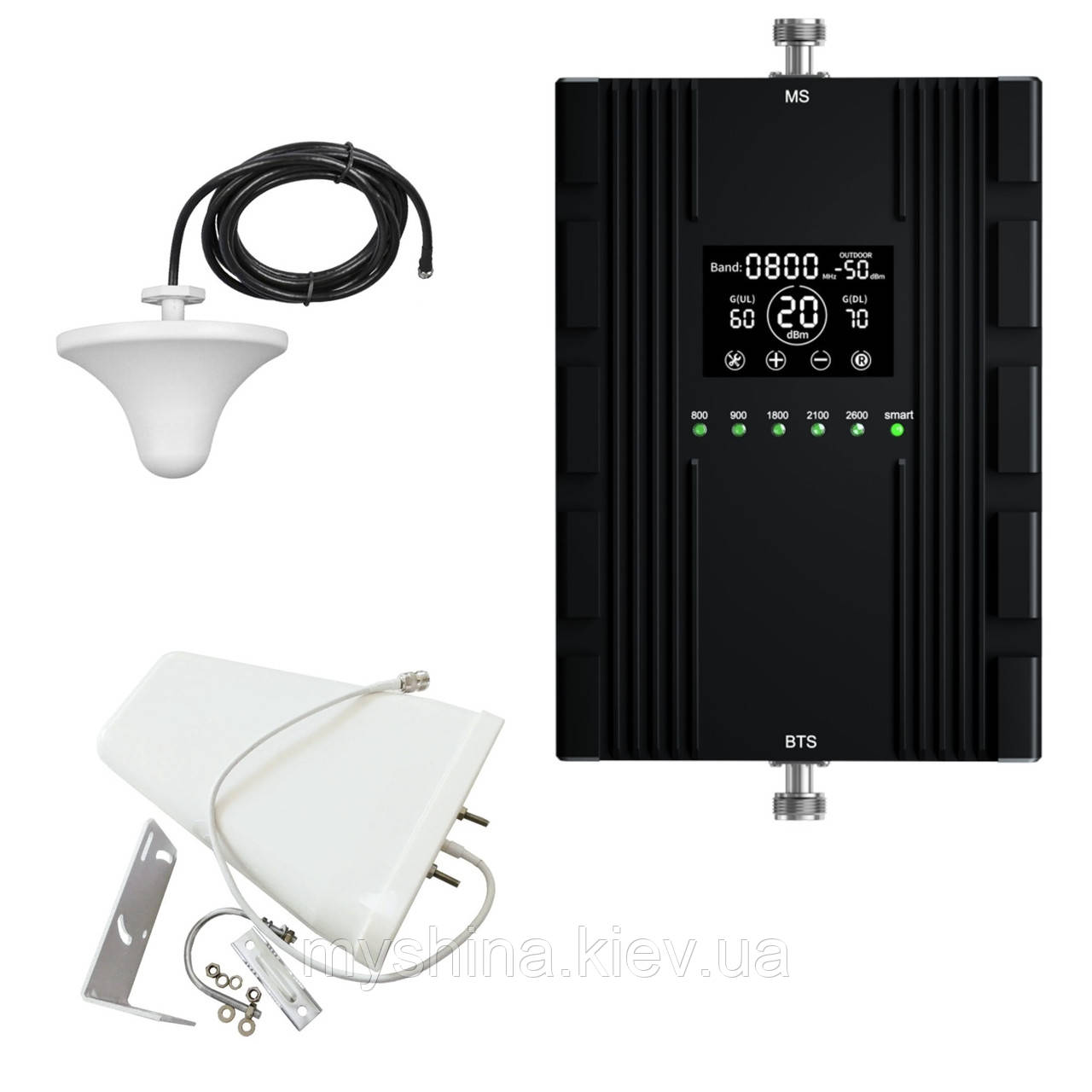Комплект Репітер 5 діапазон 800/900/1800/2100/2600 МГц Lintratek AA20 з антеною 10 дБ