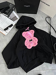 Жіночий базовий осінній батник тринити на флісі худі Ведмедик з капюшоном оверсайз спортивна кофта оверсайз