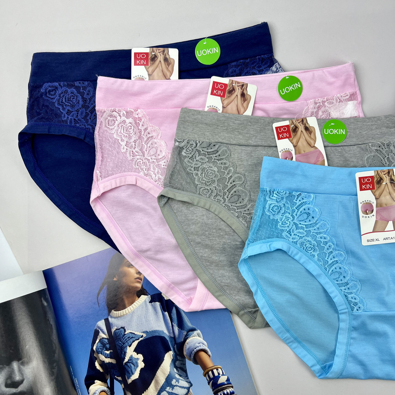 Великі труси з мереживними вставками з боків Мікс