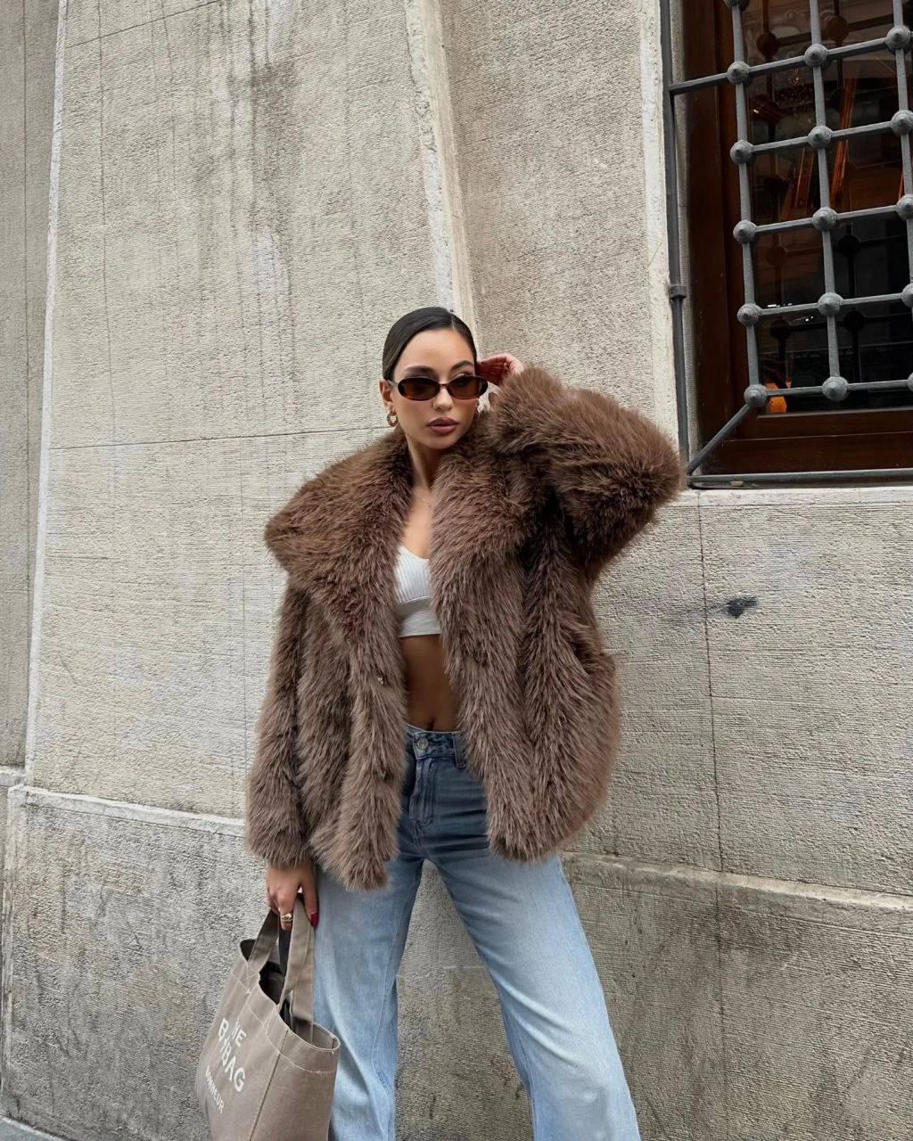 Жіноча штучна коротка хутряна шубка, фото 1