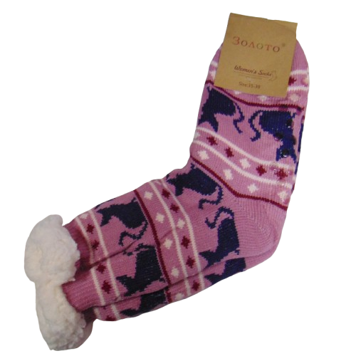 Жіночі шкарпетки з хутром Золото 35-38 рожеві 0101, фото 1