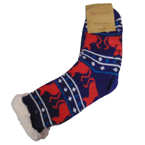 Жіночі шкарпетки з хутром Золото 35-38 сині 0101, фото 1
