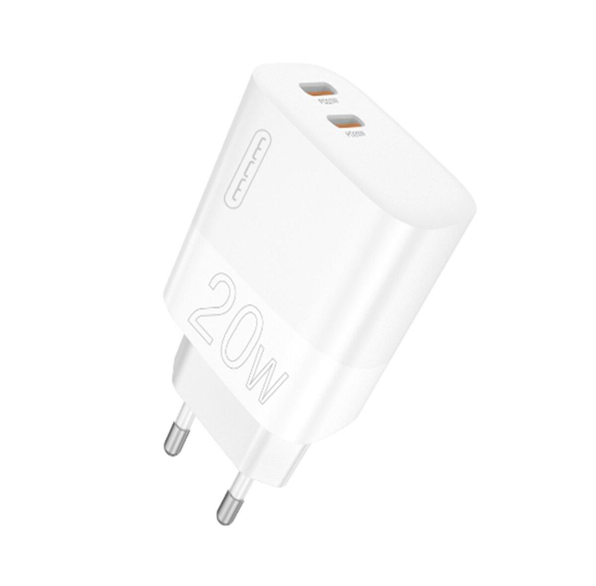 Зарядний пристрій WUW-C193 PD20W+PD20W Charger USB C + USB C White, фото 1