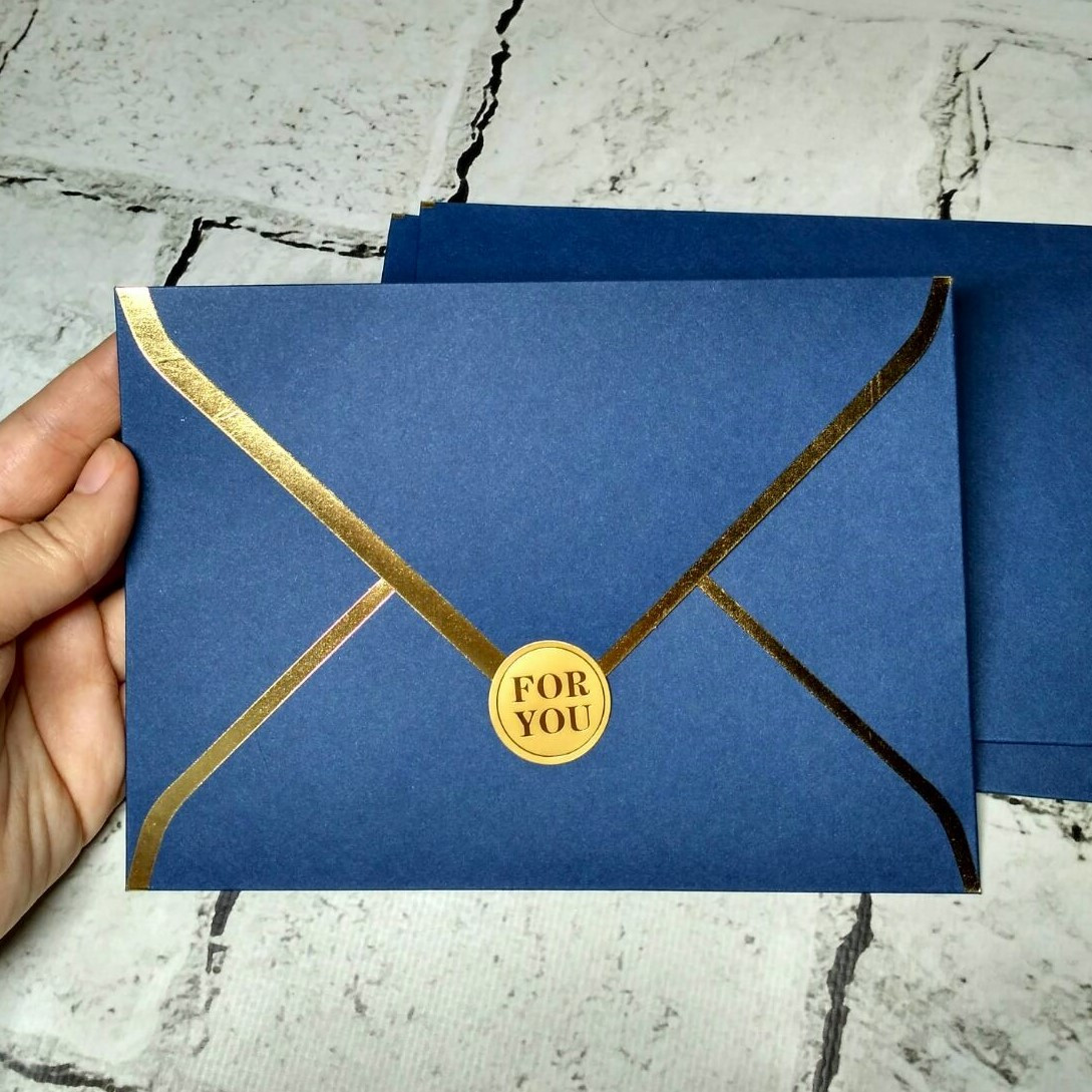 Конверт паперовий Преміум Gold 12,5х17,4 см Темно-синій 5-85378, фото 1