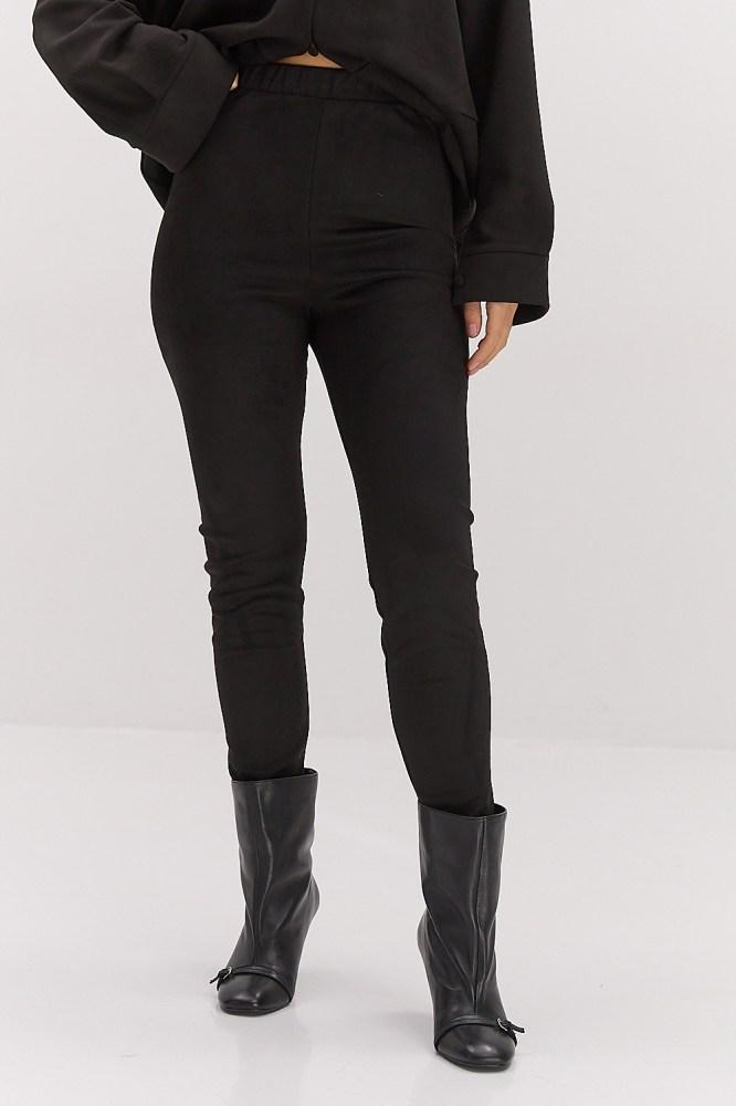 Лосіни замшеві теплі екошкіра S чорні, фото 1